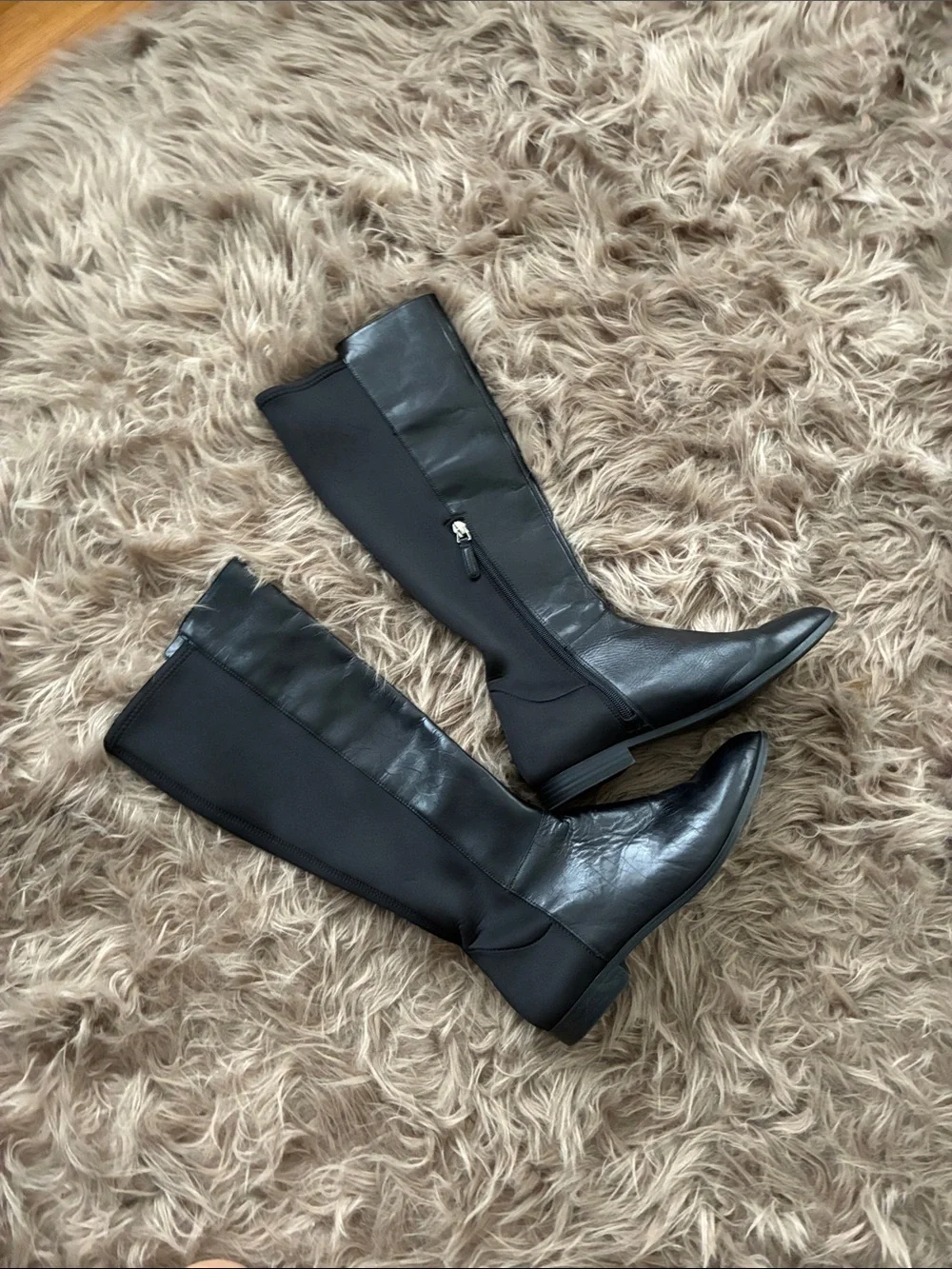 Nine West Black Over-the-Knee Stretch and Leather Boots